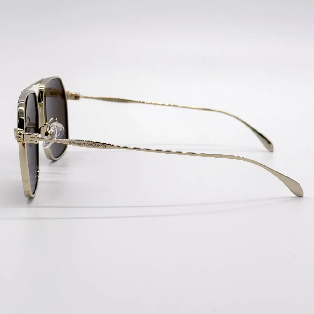 NEW ALEXANDER MCQUEEN AM0372S 002 PILOT GOLD SUNGLASSES ALEXANDER MCQUEEN